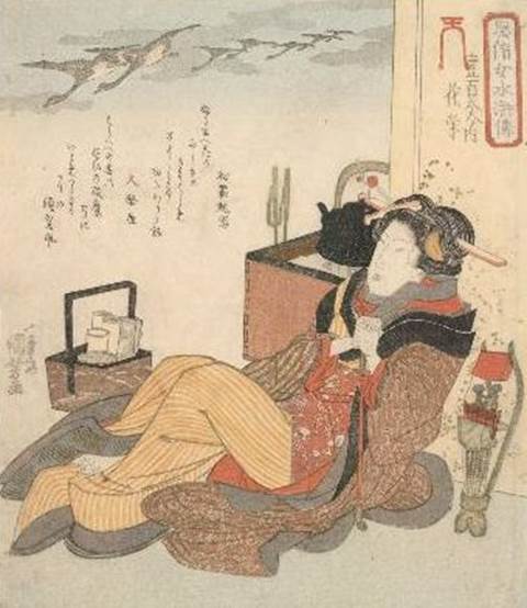 Kuniyoshi - (shikishiban) Modern Women as the 108 Heroes of the Suikoden (Fzoku onna Suikoden hyakuhachiban no uchi), Kaei
