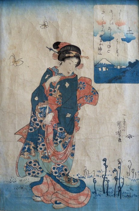Kuniyoshi - untitled series of the Five Elements (Gogy), Earth (Tsuchi) (blue)