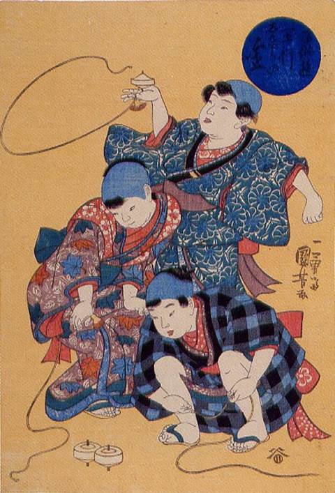 Kuniyoshi - Children's Games for the 5 Elements (R65), Metal (kane)   