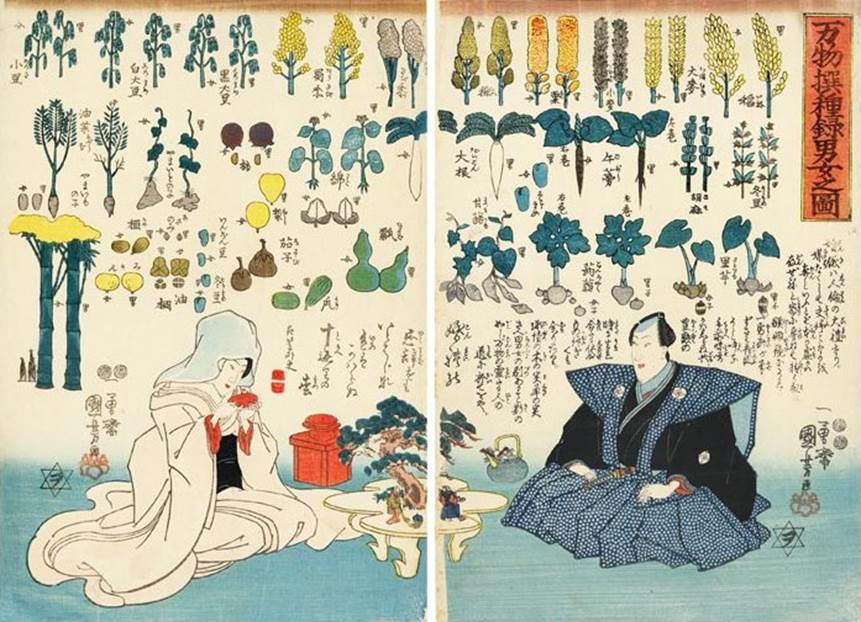 Kuniyoshi - (oban), Male and Female in All Things (Bambutsu senshoroku danjo no zu)
