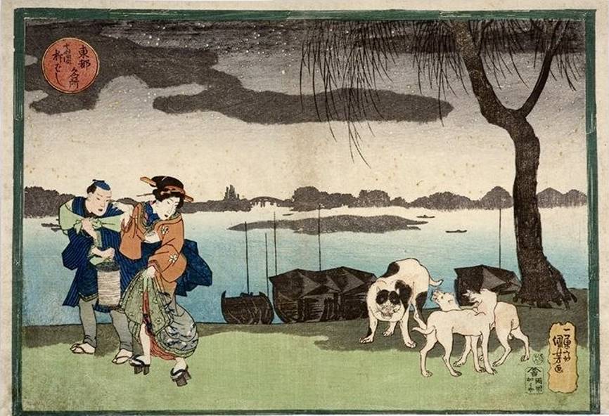 Kuniyoshi - Celebrated Views of the Eastern Capital (Tôto meisho), Yanagibashi at Ryoguku