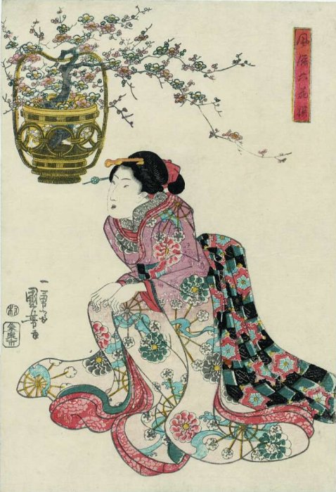 Kuniyoshi - Fashionable Choices of 6 Flowers, R101, 1843