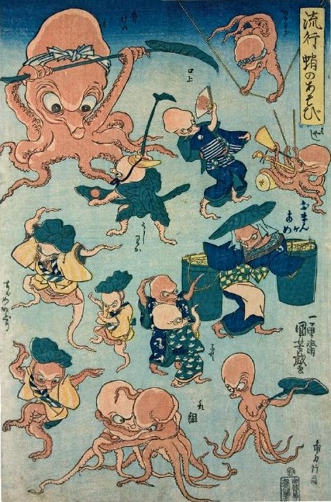 Kuniyoshi - Fashionable Octopus Games (Ryk tako no asobi), 1840-1842, oban