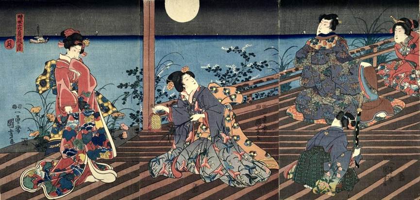 Kuniyoshi - Fashionable Quartet of Flower, Bird, Wind and Moon (Jisei kwachfgetsu, R147), Wind, c