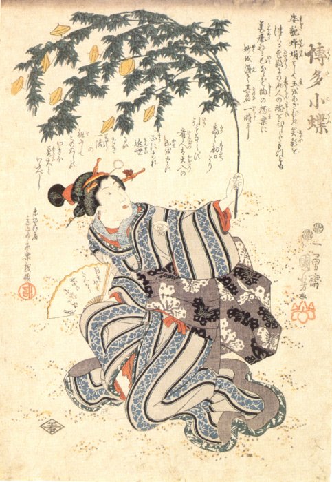 Kuniyoshi - Spinning-top Juggling by Hakata Koch