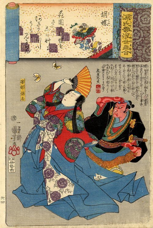 Kuniyoshi - Ukiyo-e Comparisons of the Cloudy Chapters of Genji (S45