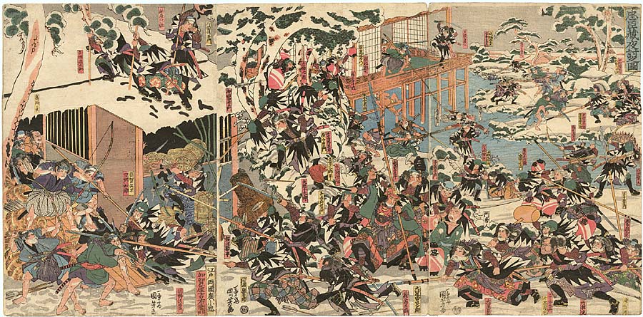 Kuniyoshi - (T 12) The night attack of the loyal retainers (Chshingura yo-uchi no zu)